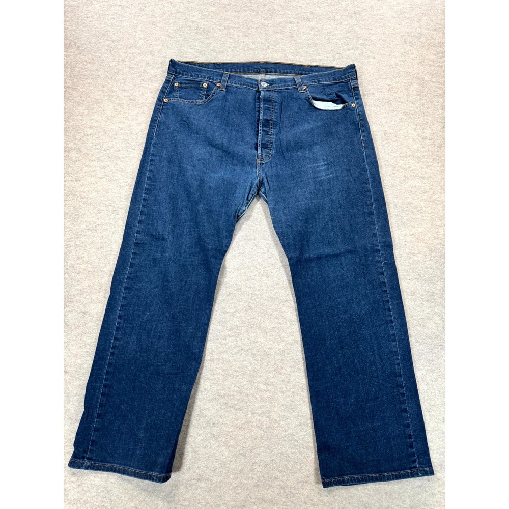Levis 501 Relaxed Jeans Mens 42x30 Blue Denim Cotton Stretch Straight Leg Casual
